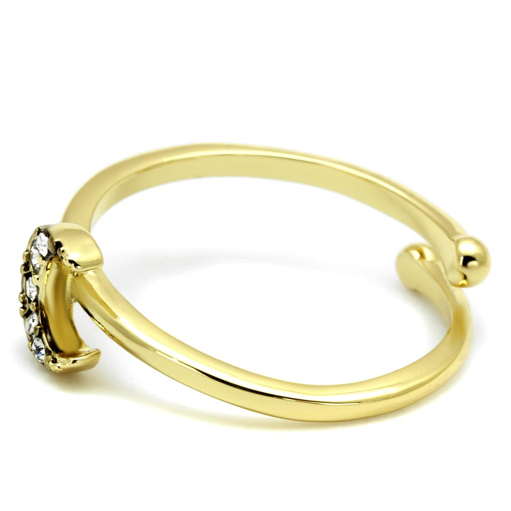 Flash Gold Brass Ring with Top Grade Crystal in Clear