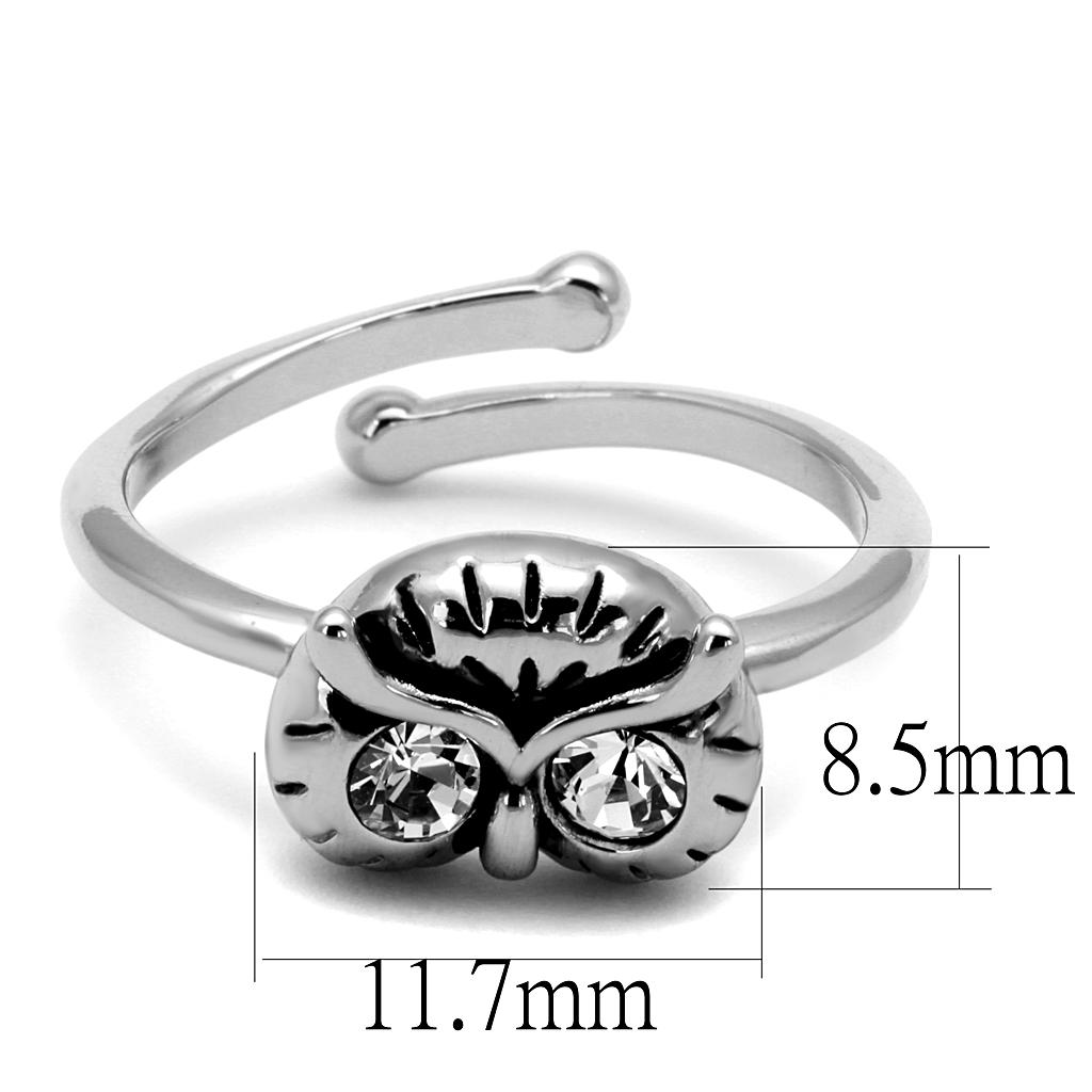 Rhodium Brass Ring with Top Grade Crystal in Clear