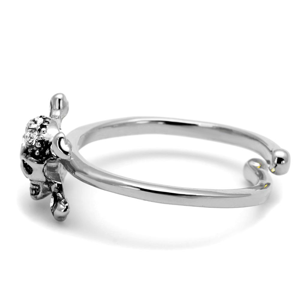 Rhodium Brass Ring with Top Grade Crystal in Clear