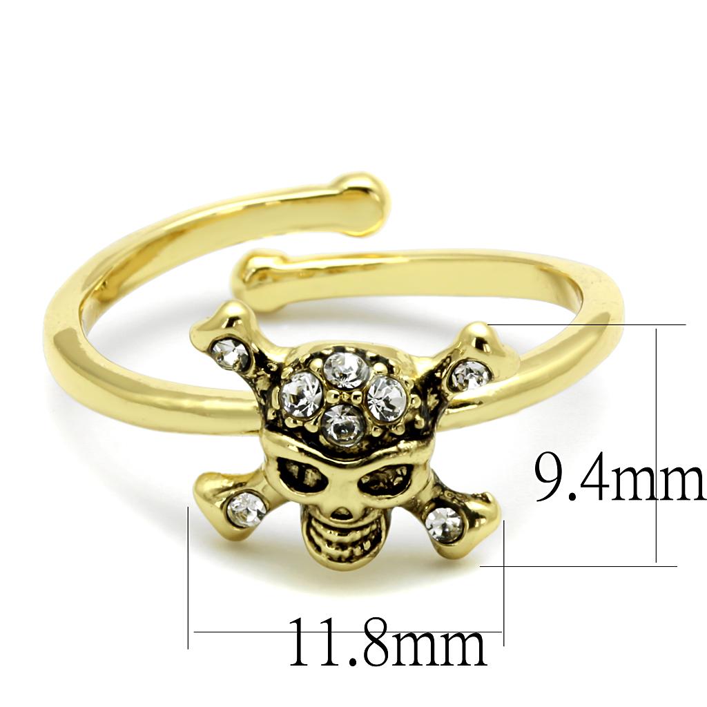 Flash Gold Brass Ring with Top Grade Crystal in Clear