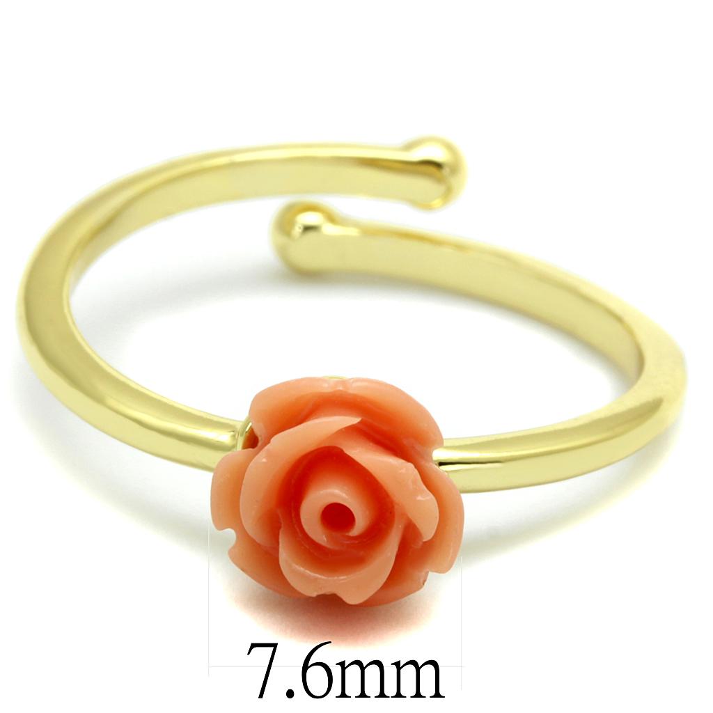 Flash Gold Brass Ring with Synthetic Synthetic Stone in Light Peach
