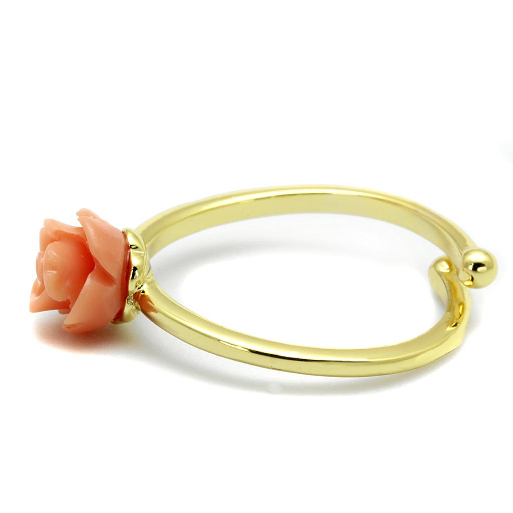 Flash Gold Brass Ring with Synthetic Synthetic Stone in Light Peach