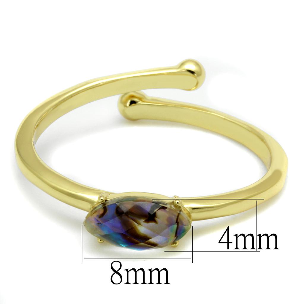 Flash Gold Brass Ring with Precious Stone Conch in Multi Color