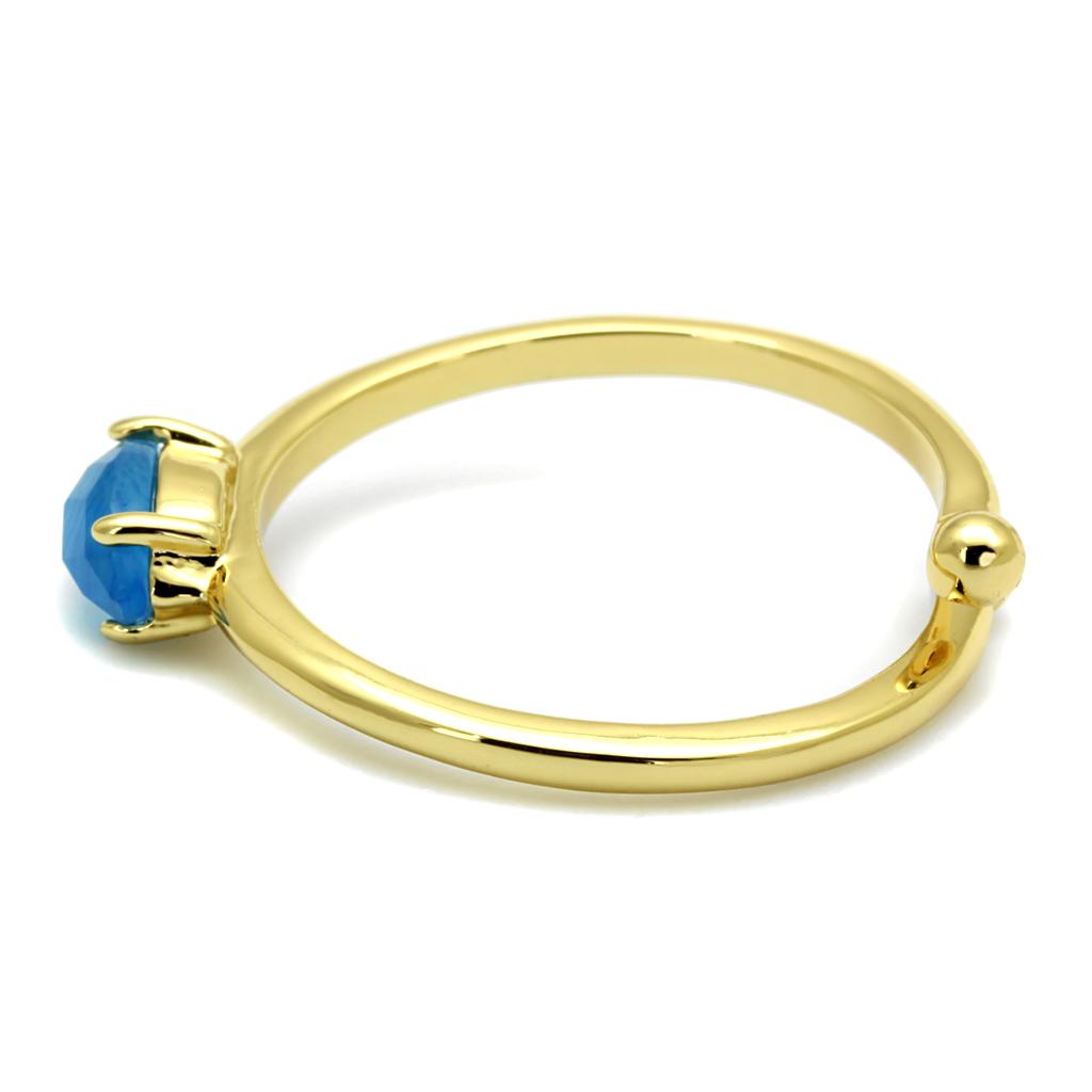 Flash Gold Brass Ring with Synthetic Cat Eye in Capri Blue