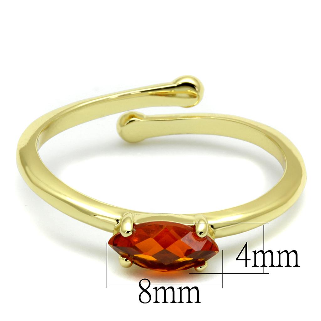 Flash Gold Brass Ring with AAA Grade CZ in Orange