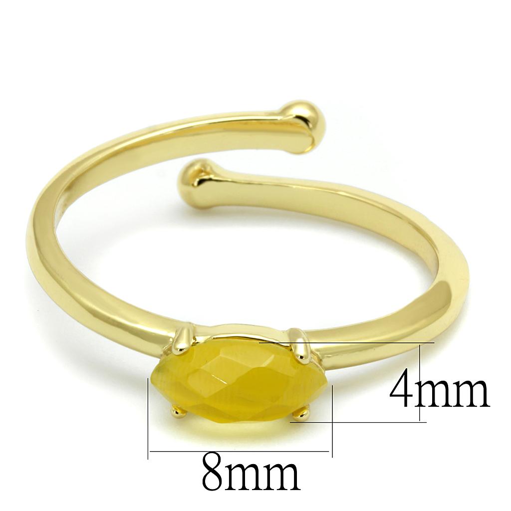 Flash Gold Brass Ring with Synthetic Cat Eye in Topaz