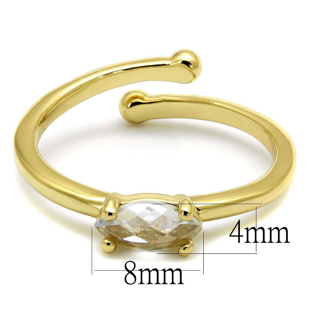 Flash Gold Brass Ring with AAA Grade CZ in Clear