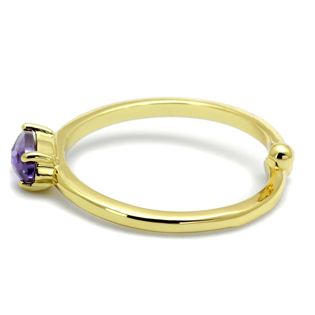 Flash Gold Brass Ring with AAA Grade CZ in Amethyst
