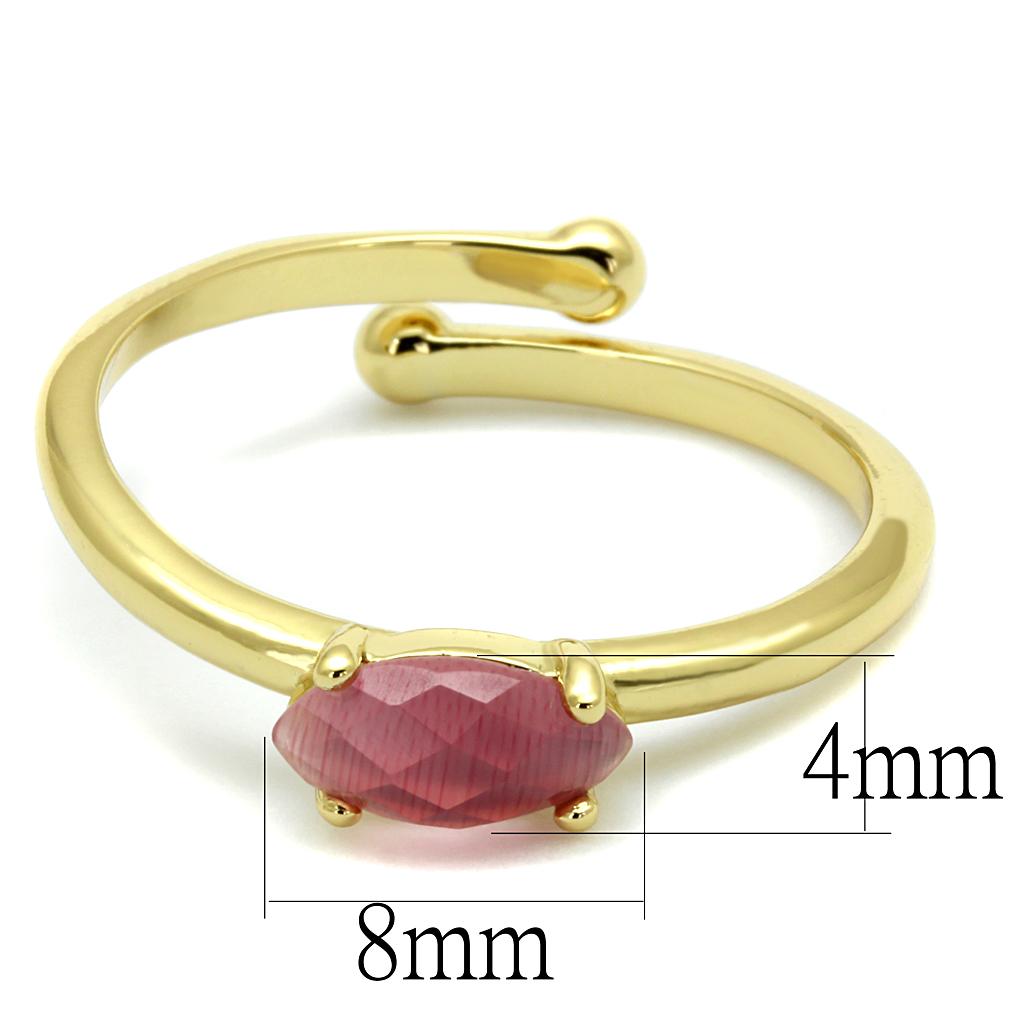 Flash Gold Brass Ring with Synthetic Cat Eye in Rose