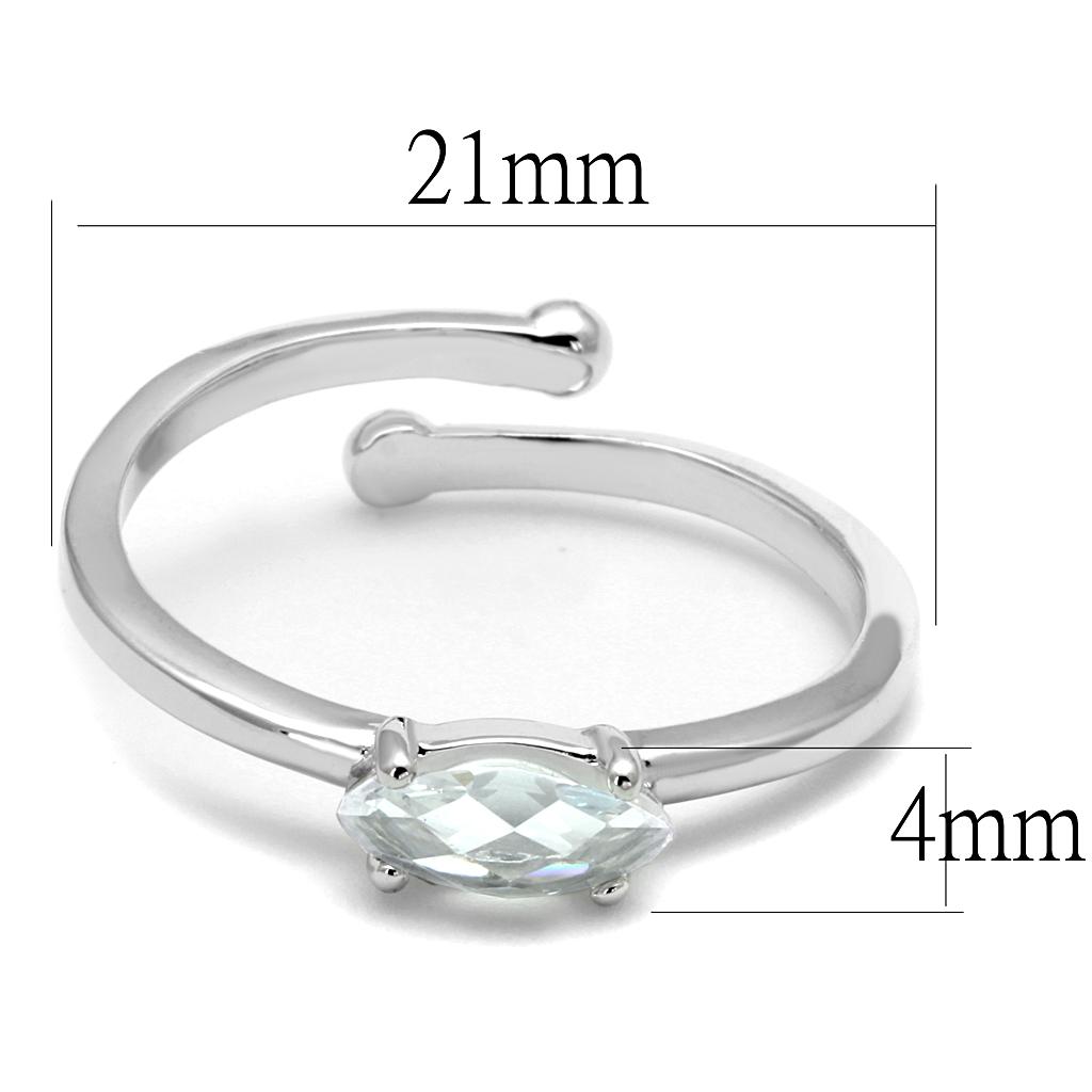 Rhodium Brass Ring with AAA Grade CZ in Clear
