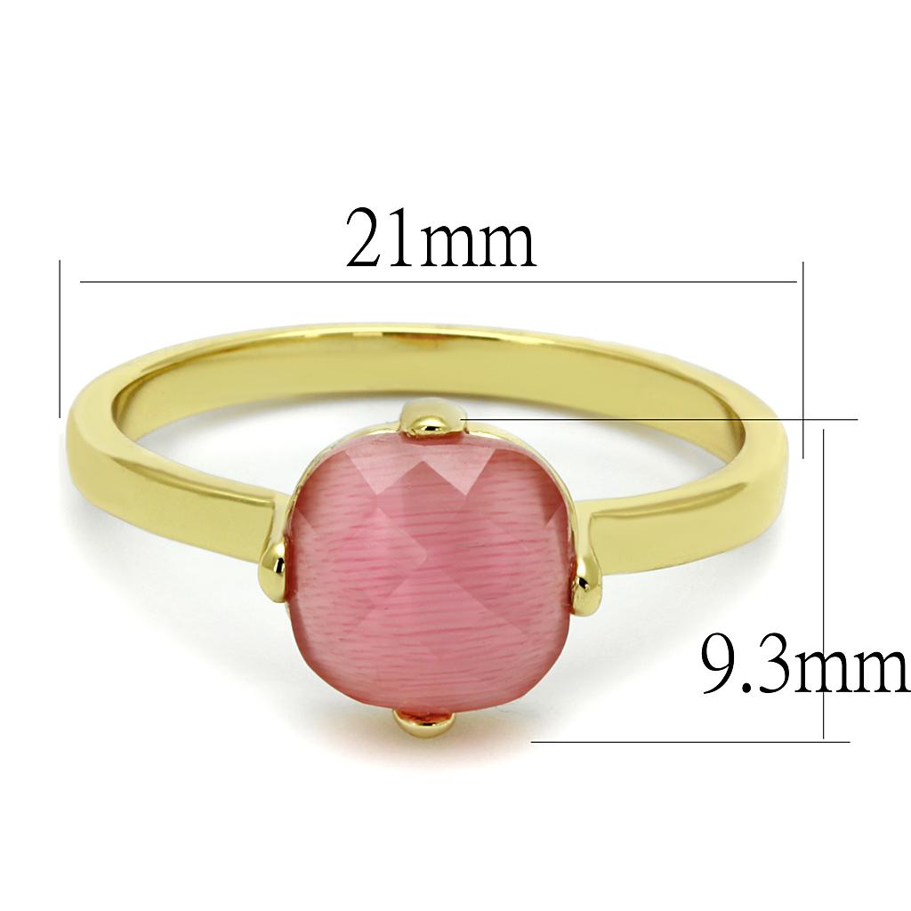 Flash Gold Brass Ring with Synthetic Cat Eye in Rose
