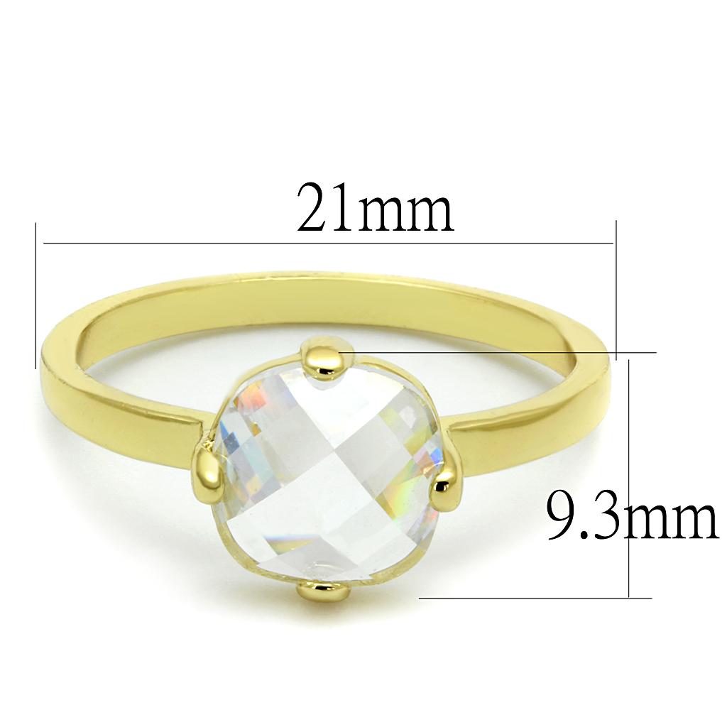 Flash Gold Brass Ring with AAA Grade CZ in Clear