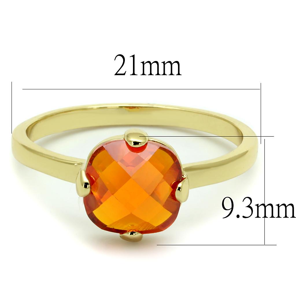Flash Gold Brass Ring with AAA Grade CZ in Orange