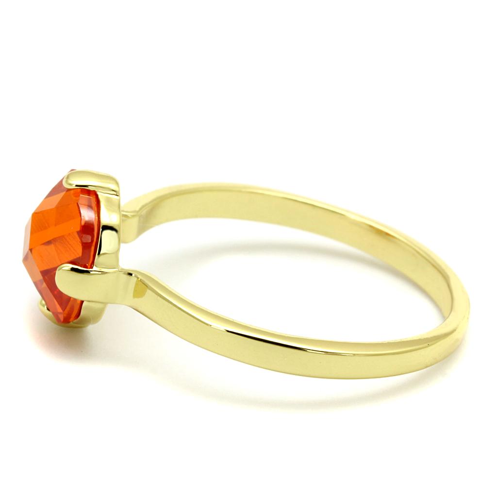 Flash Gold Brass Ring with AAA Grade CZ in Orange
