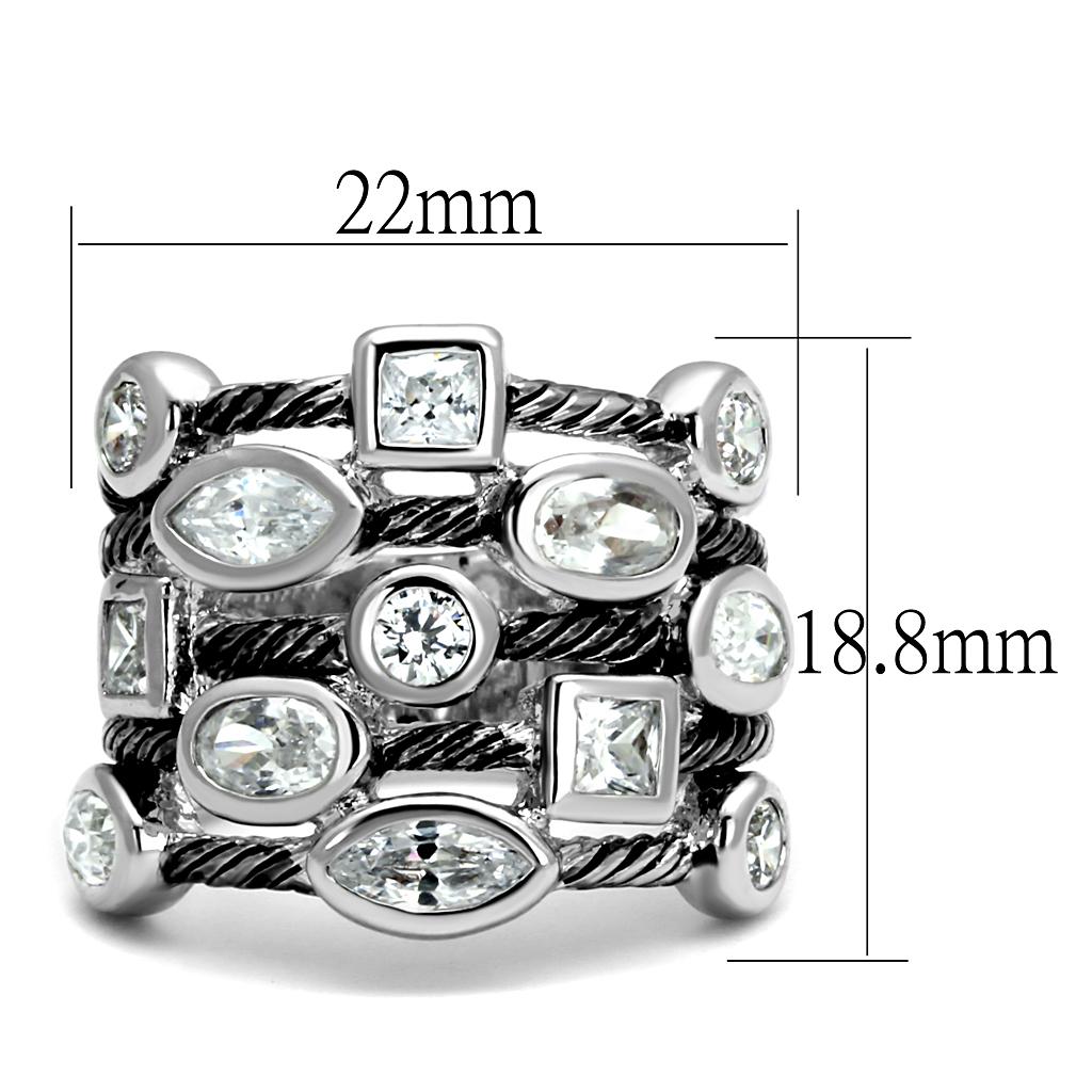 Rhodium Brass Ring with AAA Grade CZ in Clear