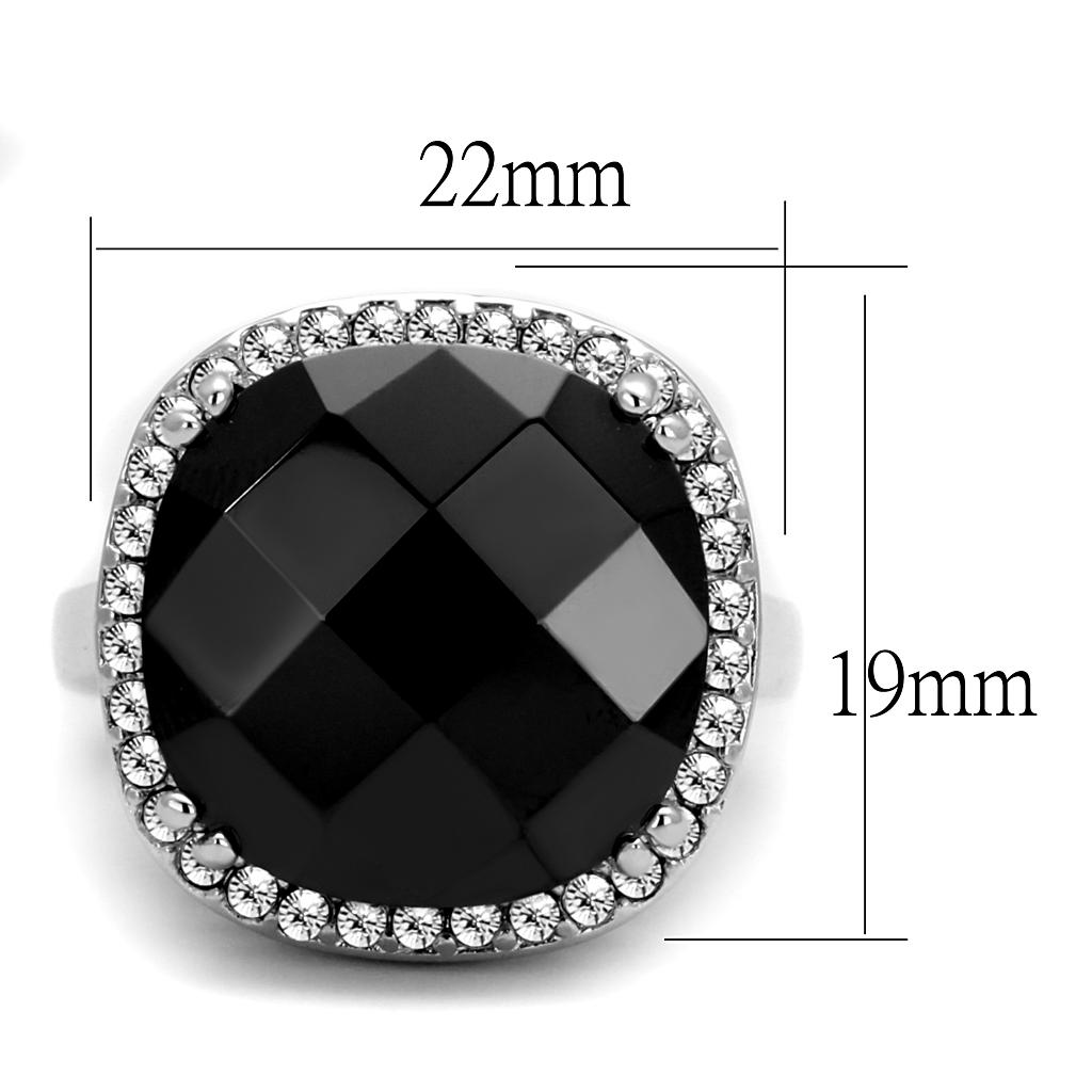 Rhodium Brass Ring with AAA Grade CZ in Black Diamond