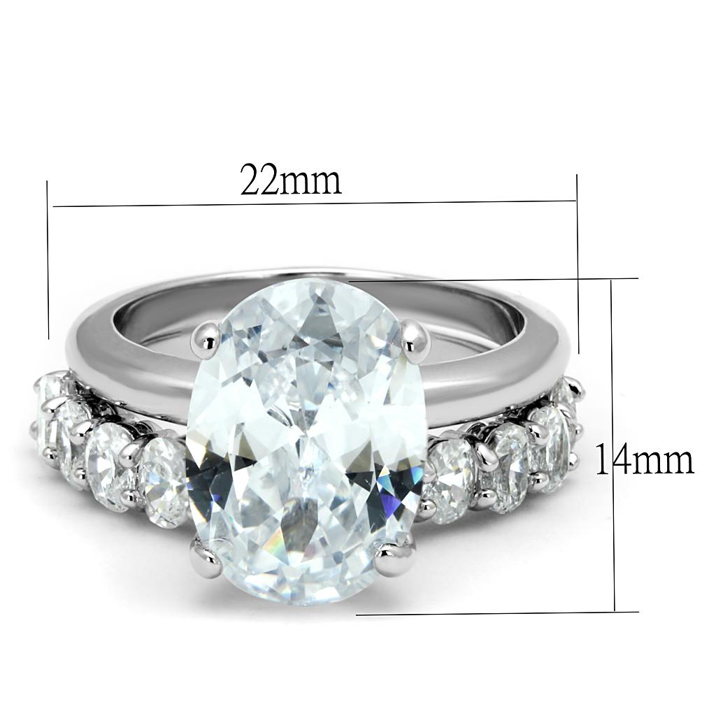 Rhodium Brass Ring with AAA Grade CZ in Clear