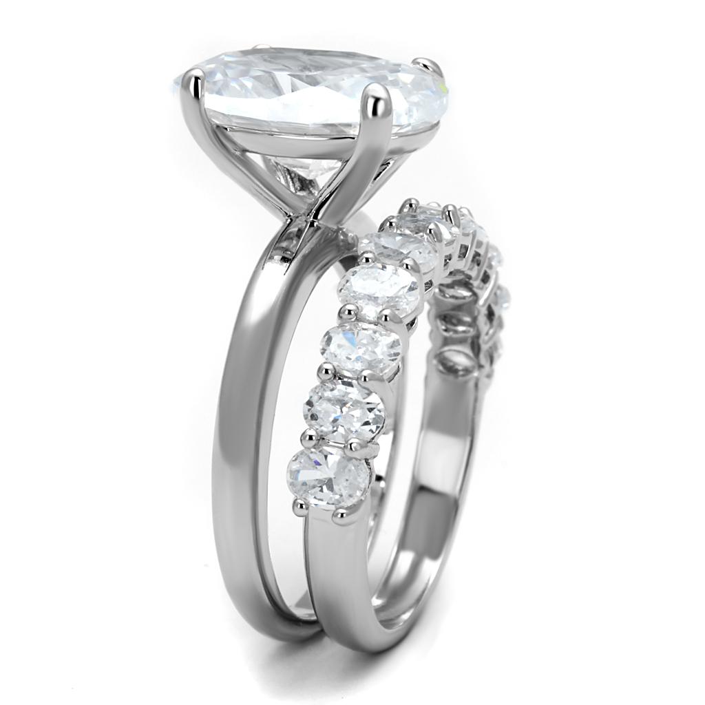 Rhodium Brass Ring with AAA Grade CZ in Clear