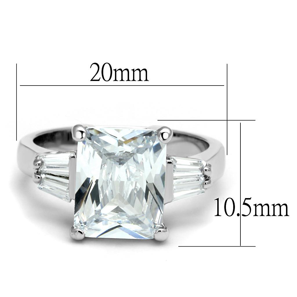 Rhodium Brass Ring with AAA Grade CZ in Clear