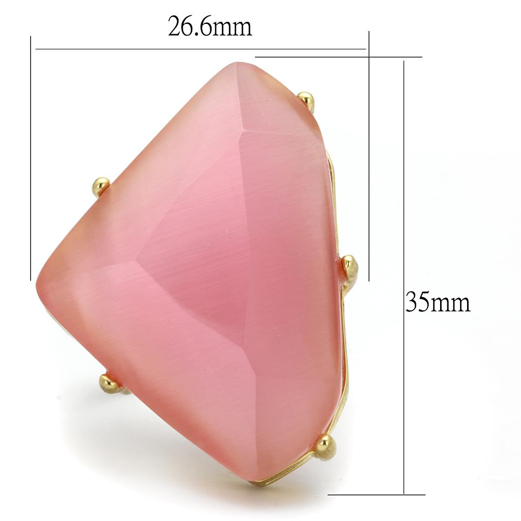 Gold & Brush Brass Ring with Synthetic Cat Eye in Rose