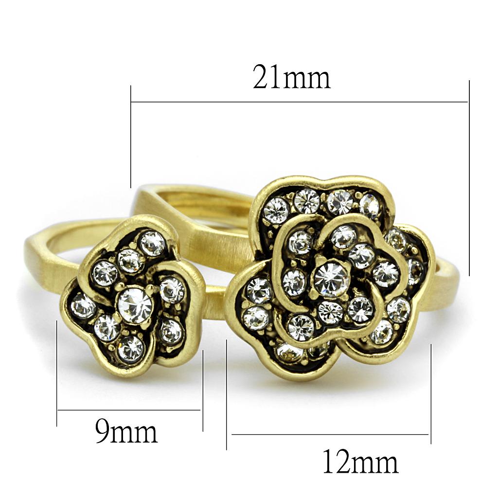 Antique Copper Brass Ring with Top Grade Crystal in Clear