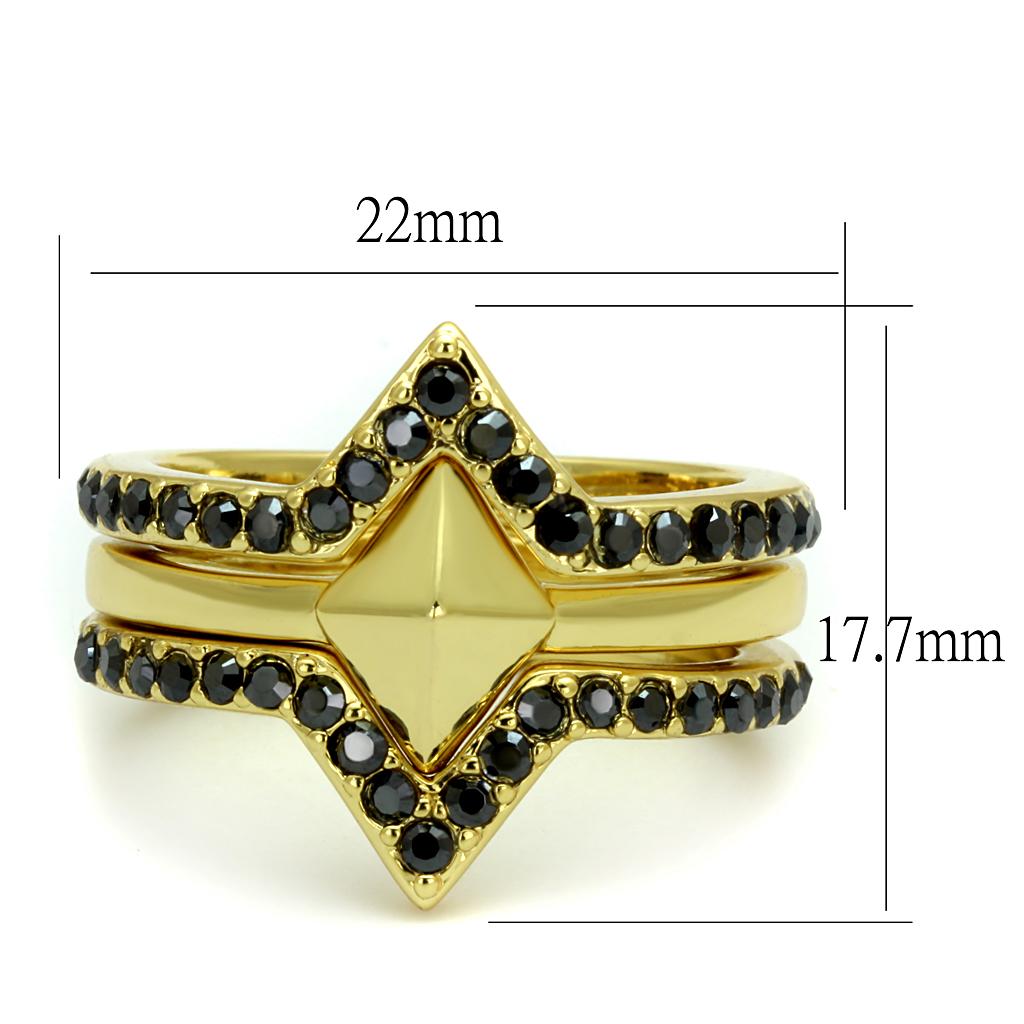 Gold Brass Ring with Top Grade Crystal in Hematite