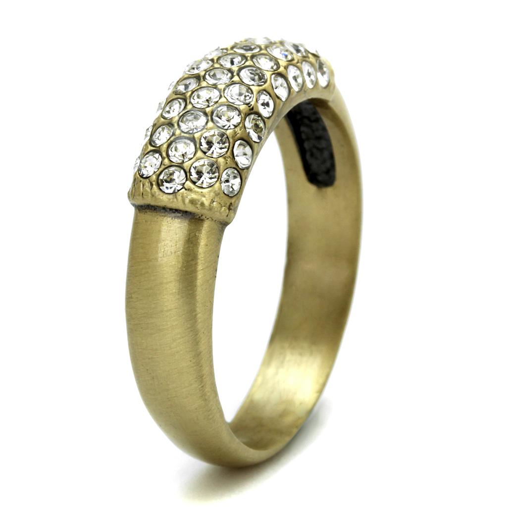 Antique Copper Brass Ring with Top Grade Crystal in Clear