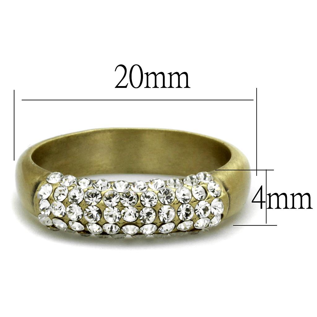 Antique Copper Brass Ring with Top Grade Crystal in Clear