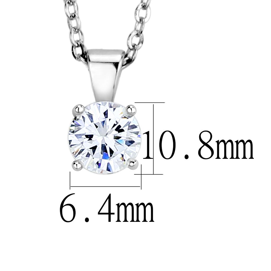 Rhodium Brass Chain Pendant with AAA Grade CZ in Clear