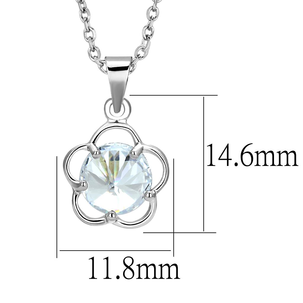 Rhodium Brass Chain Pendant with AAA Grade CZ in Clear