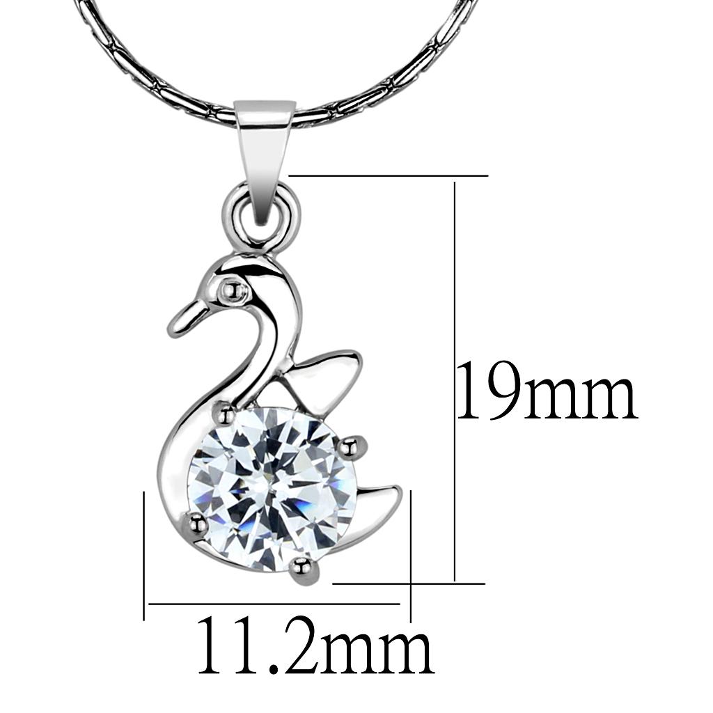 Rhodium Brass Chain Pendant with AAA Grade CZ in Clear