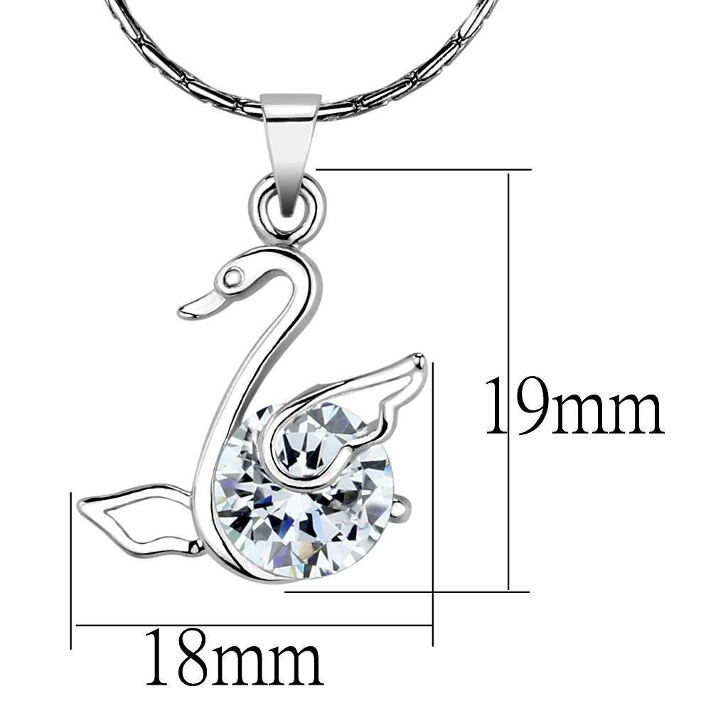 Rhodium Brass Chain Pendant with AAA Grade CZ in Clear