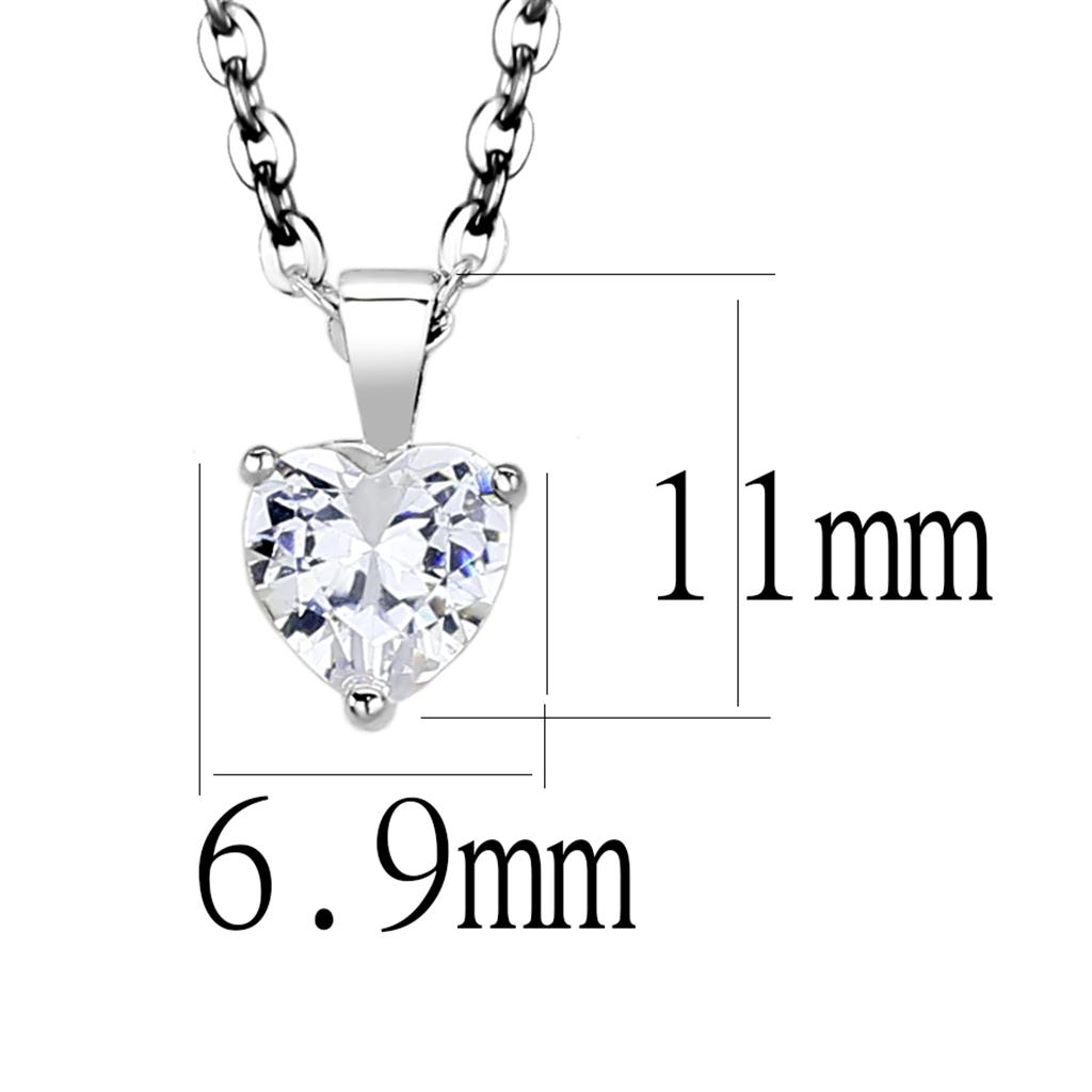 16+2 - Rhodium Brass Chain Pendant with AAA Grade CZ in Clear