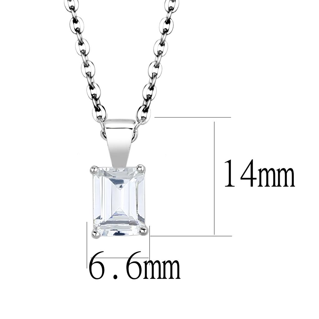16+2 - Rhodium Brass Chain Pendant with AAA Grade CZ in Clear