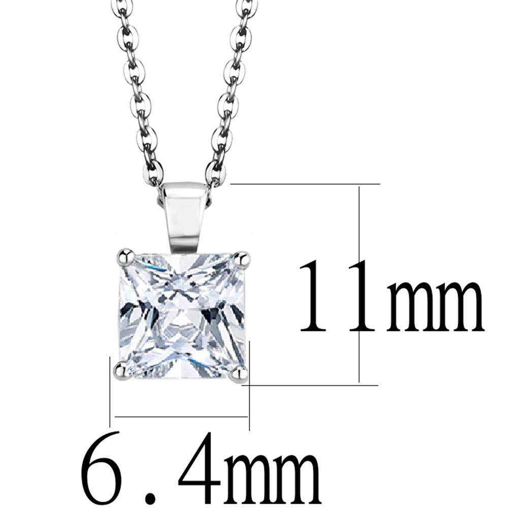 Rhodium Brass Chain Pendant with AAA Grade CZ in Clear