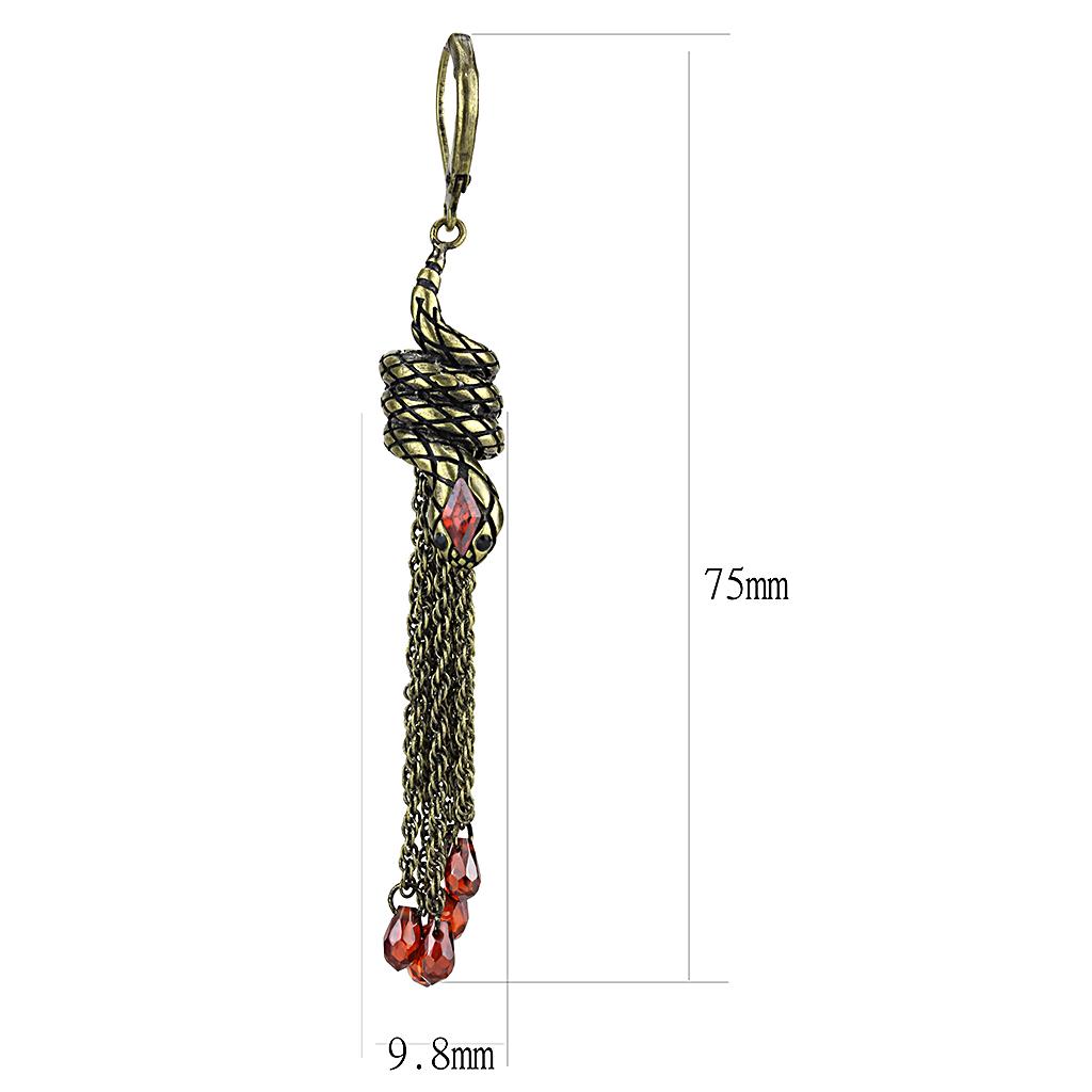 Antique Copper Brass Earrings with AAA Grade CZ in Garnet