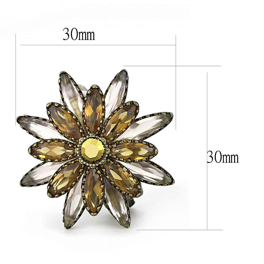 Antique Copper Brass Earrings with Synthetic Synthetic Glass in Multi Color