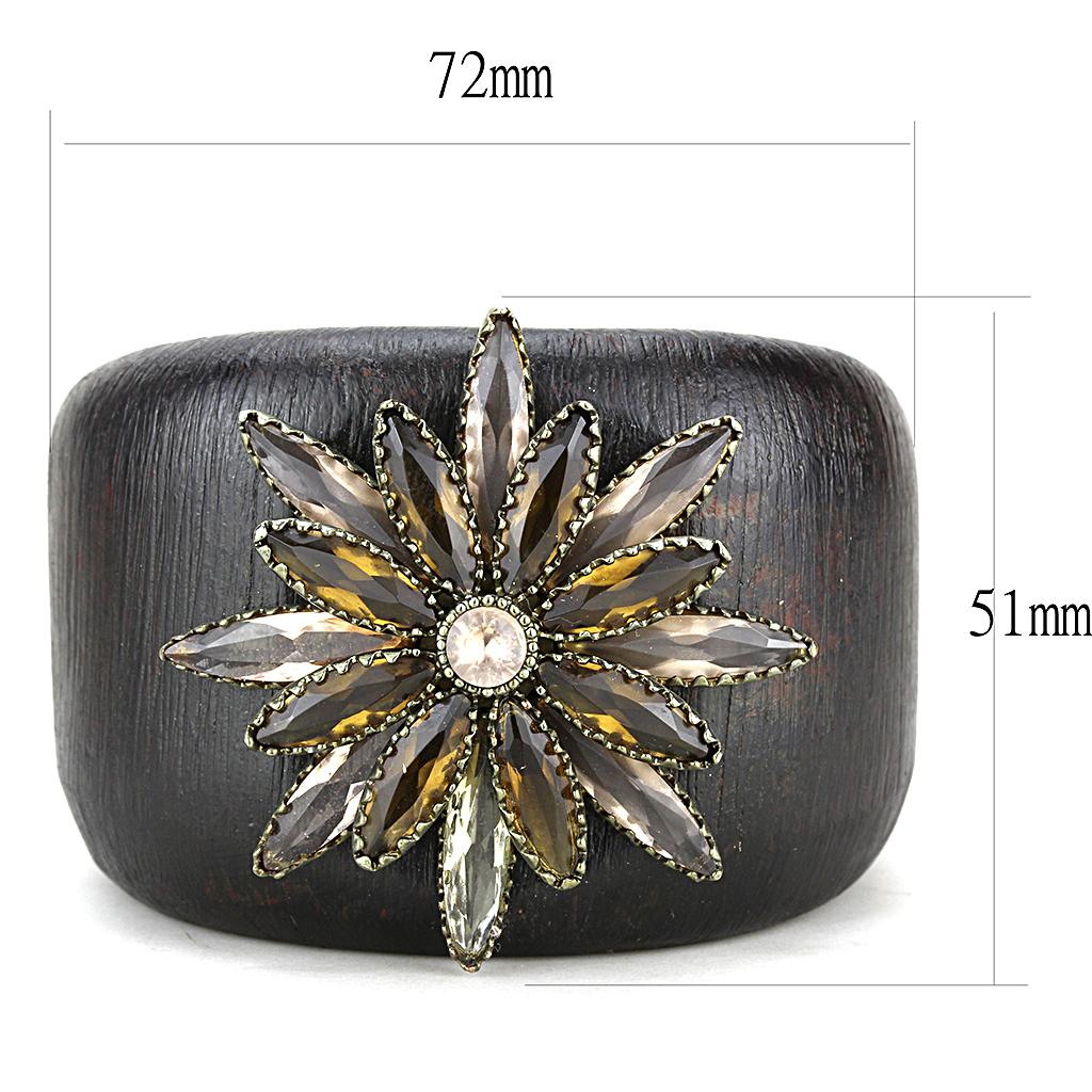 Antique Copper Brass Bangle with Synthetic Synthetic Stone in Champagne