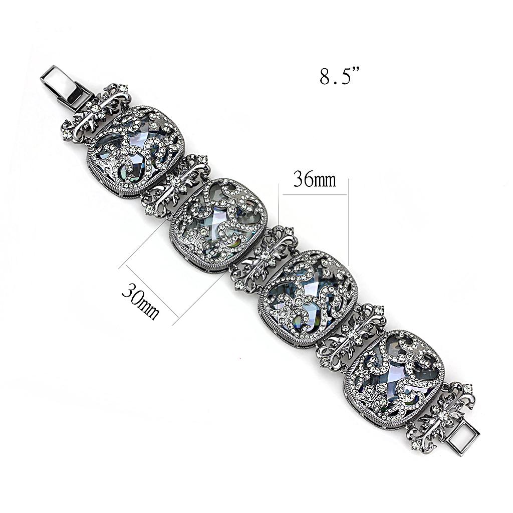TIN Cobalt Black Brass Bracelet with AAA Grade CZ in Clear