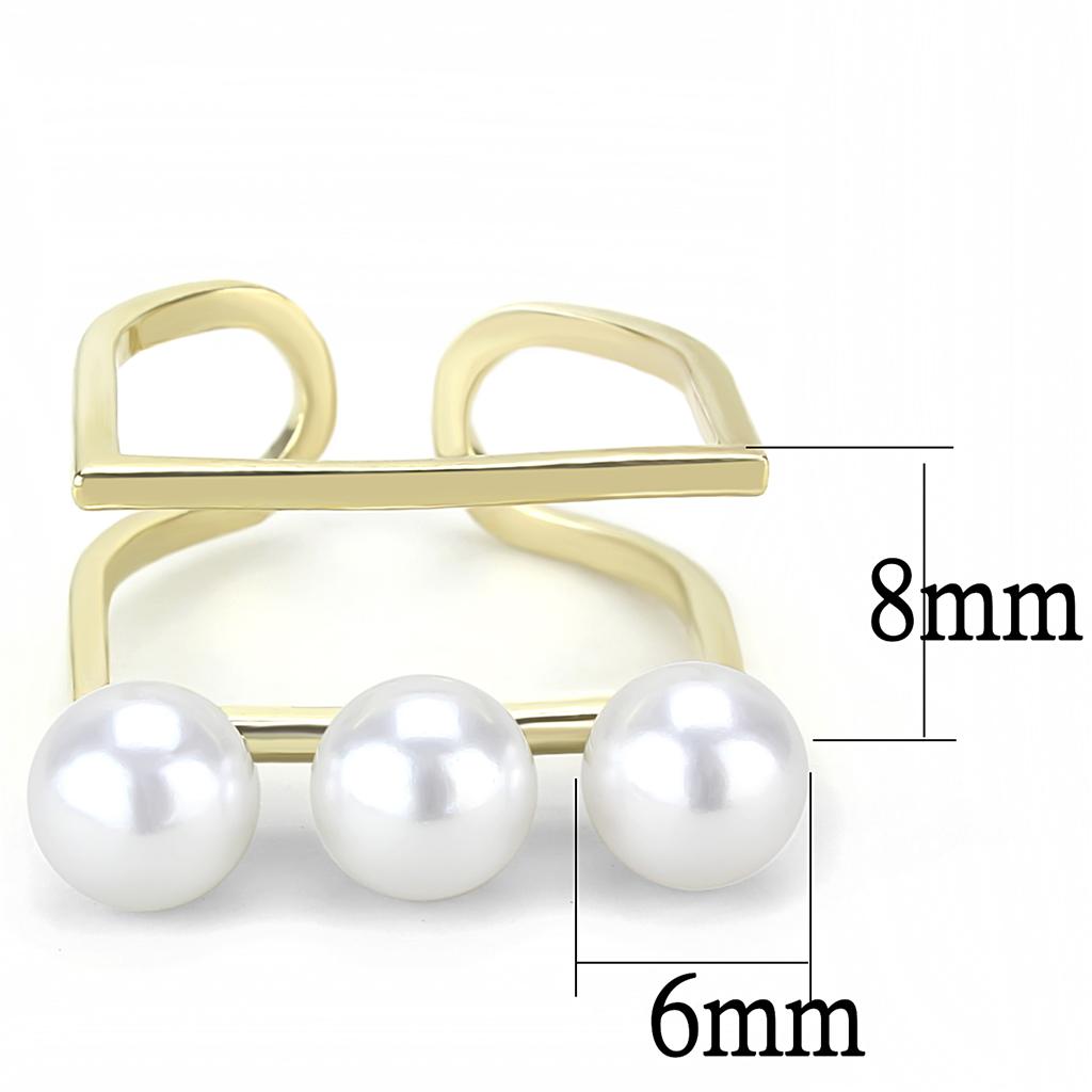 Flash Gold Brass Ring with Synthetic Pearl in White