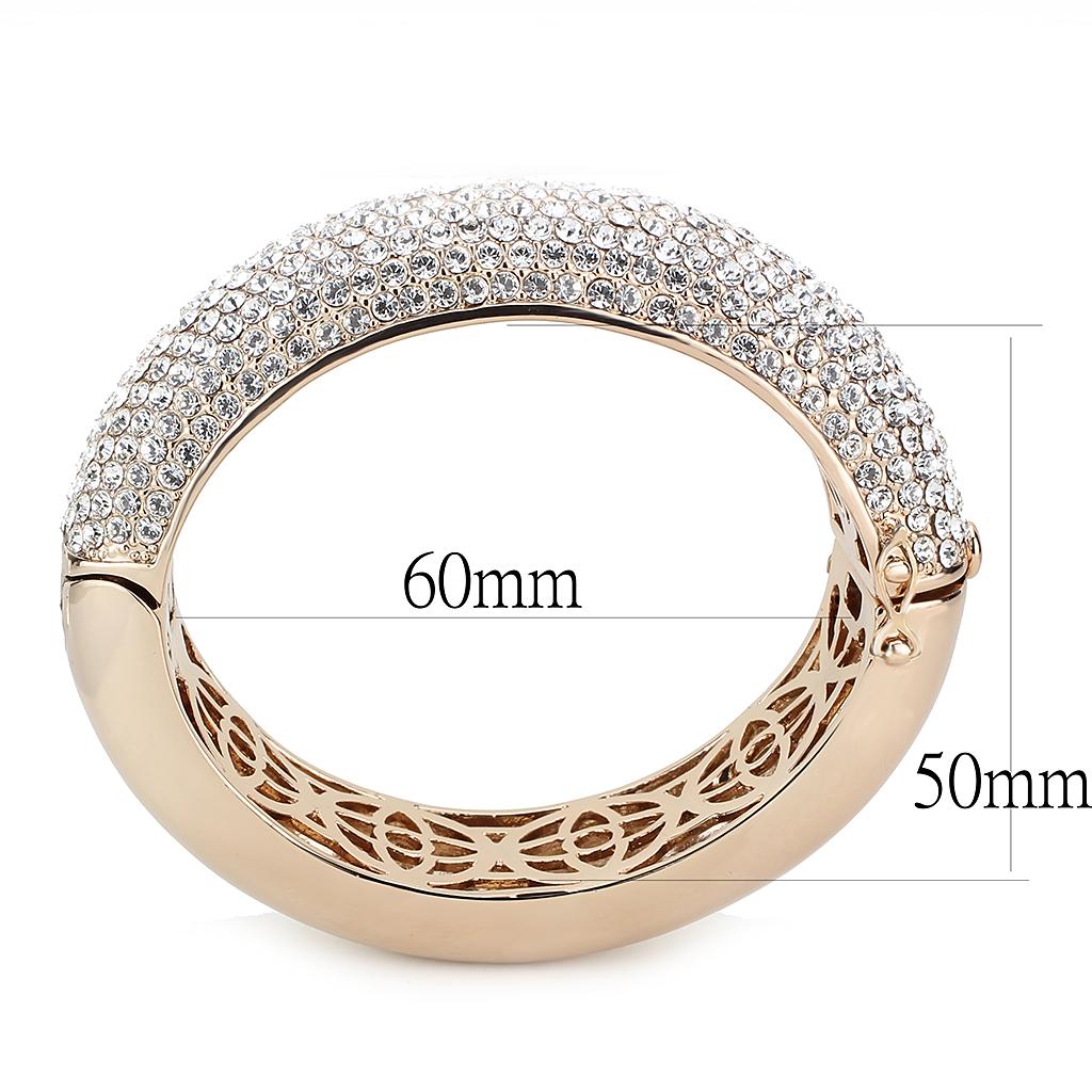 Rose Gold+e-coating Brass Bangle with Top Grade Crystal in Clear