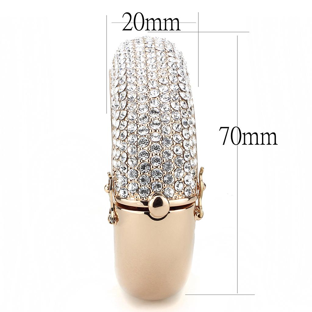 Rose Gold+e-coating Brass Bangle with Top Grade Crystal in Clear