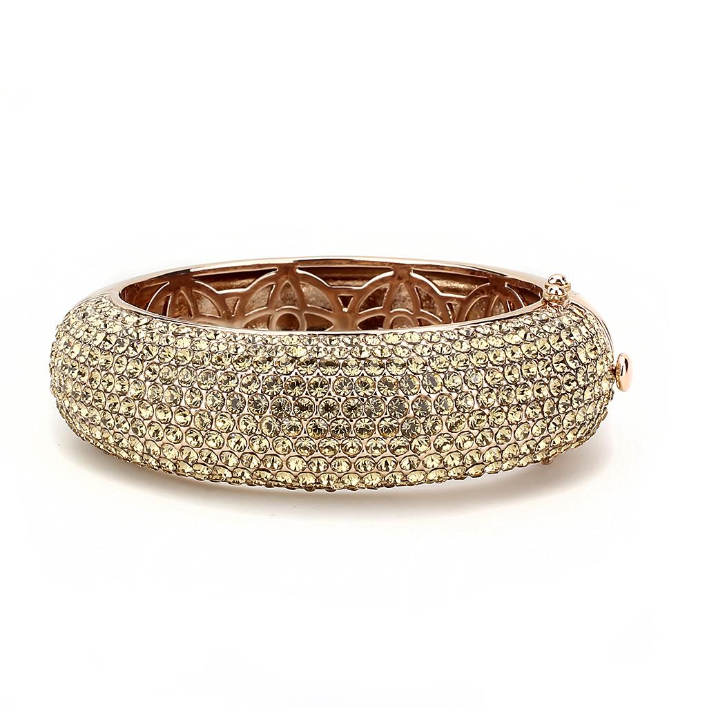 Rose Gold+e-coating Brass Bangle with Top Grade Crystal in Citrine Yellow