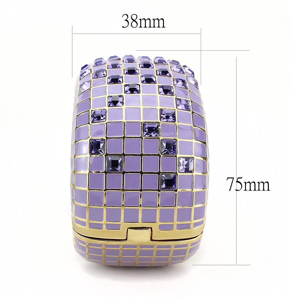 Gold Brass Bangle with Top Grade Crystal in Tanzanite