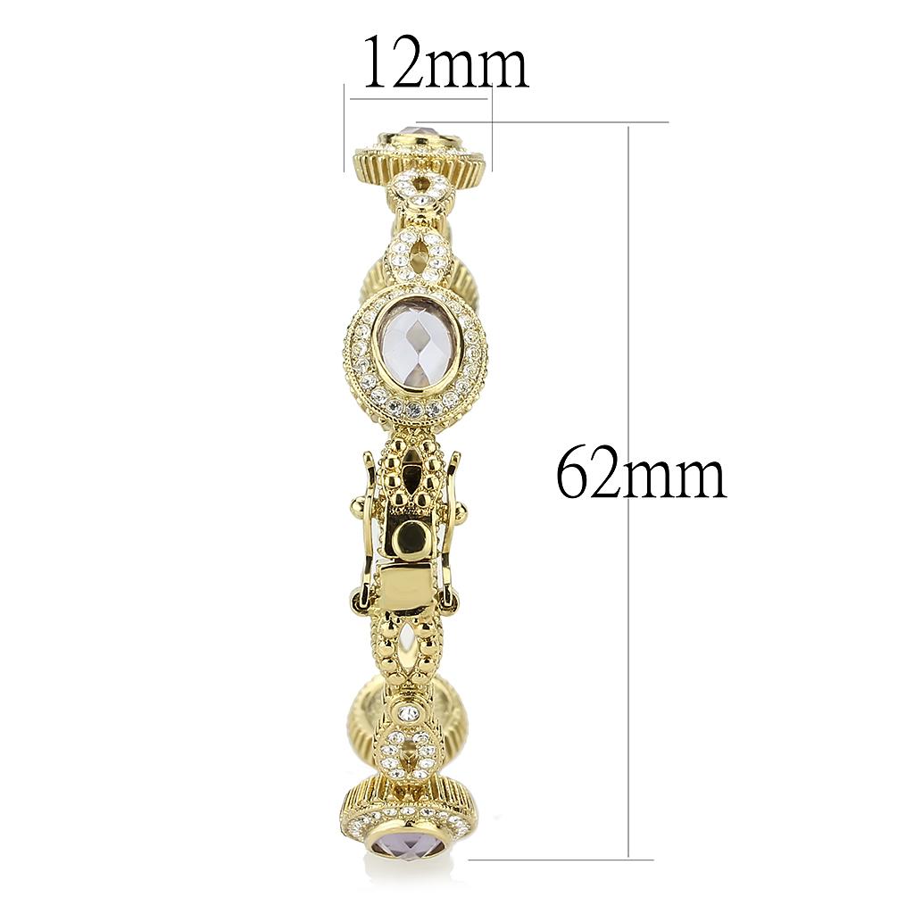 Gold Brass Bangle with Synthetic in Light Amethyst