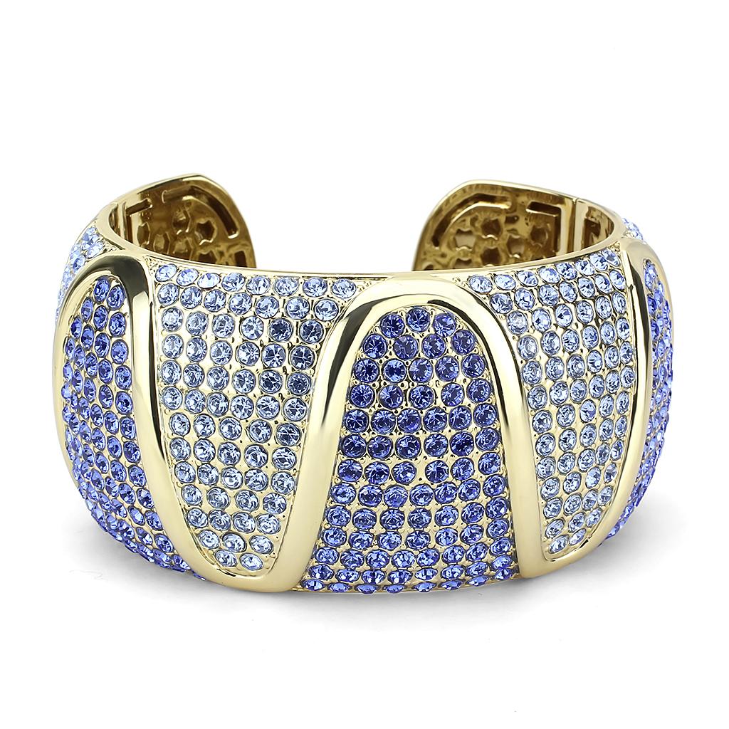 Gold Brass Bangle with Top Grade Crystal in Multi Color