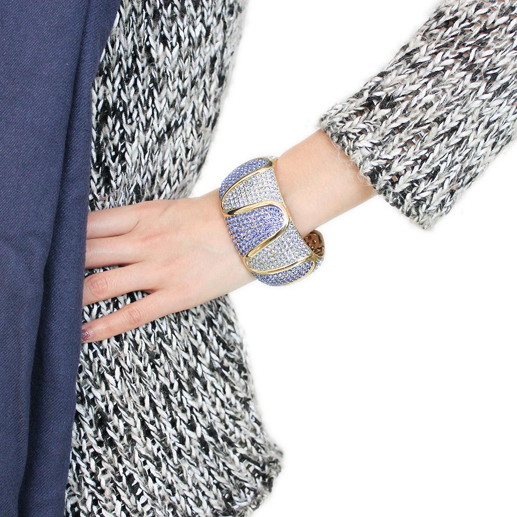 Gold Brass Bangle with Top Grade Crystal in Multi Color