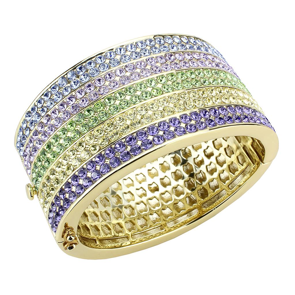 Gold Brass Bangle with Top Grade Crystal in Multi Color