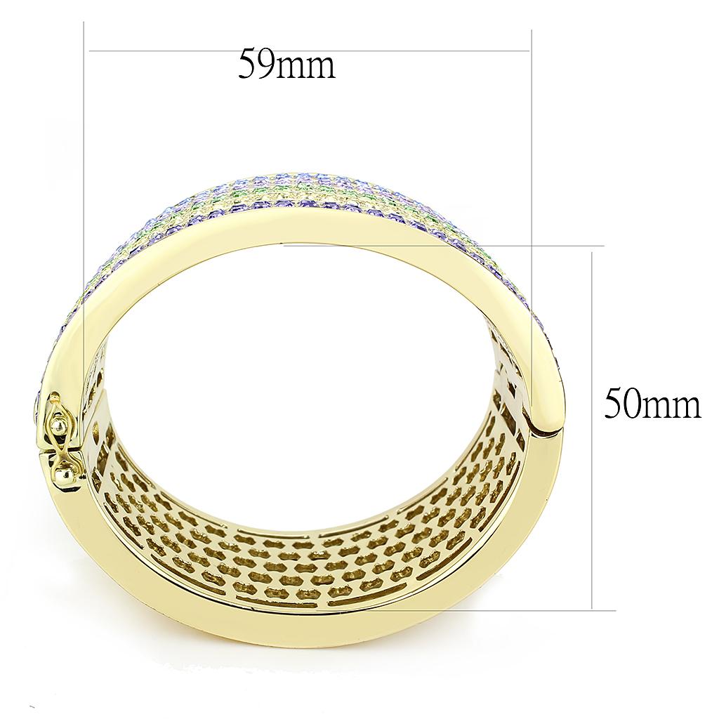 Gold Brass Bangle with Top Grade Crystal in Multi Color