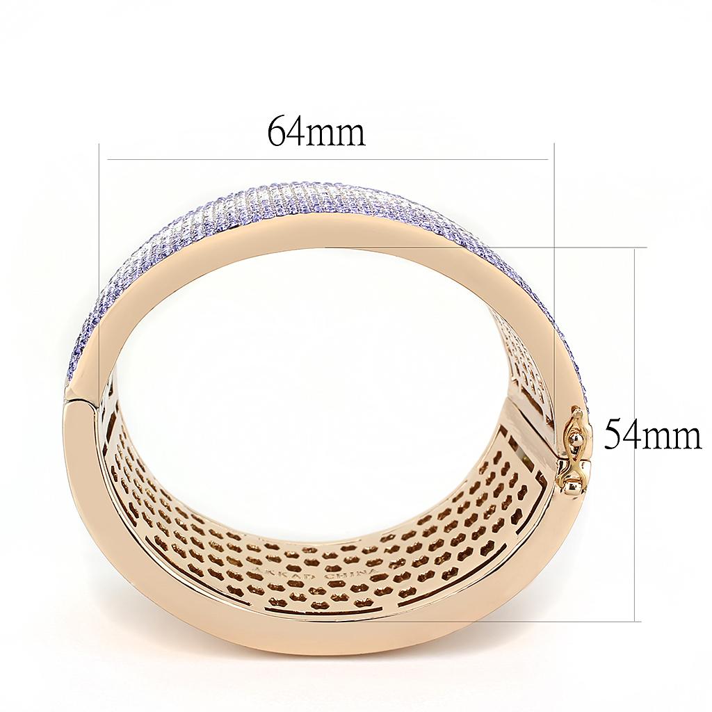 Rose Gold+e-coating Brass Bangle with Top Grade Crystal in Multi Color